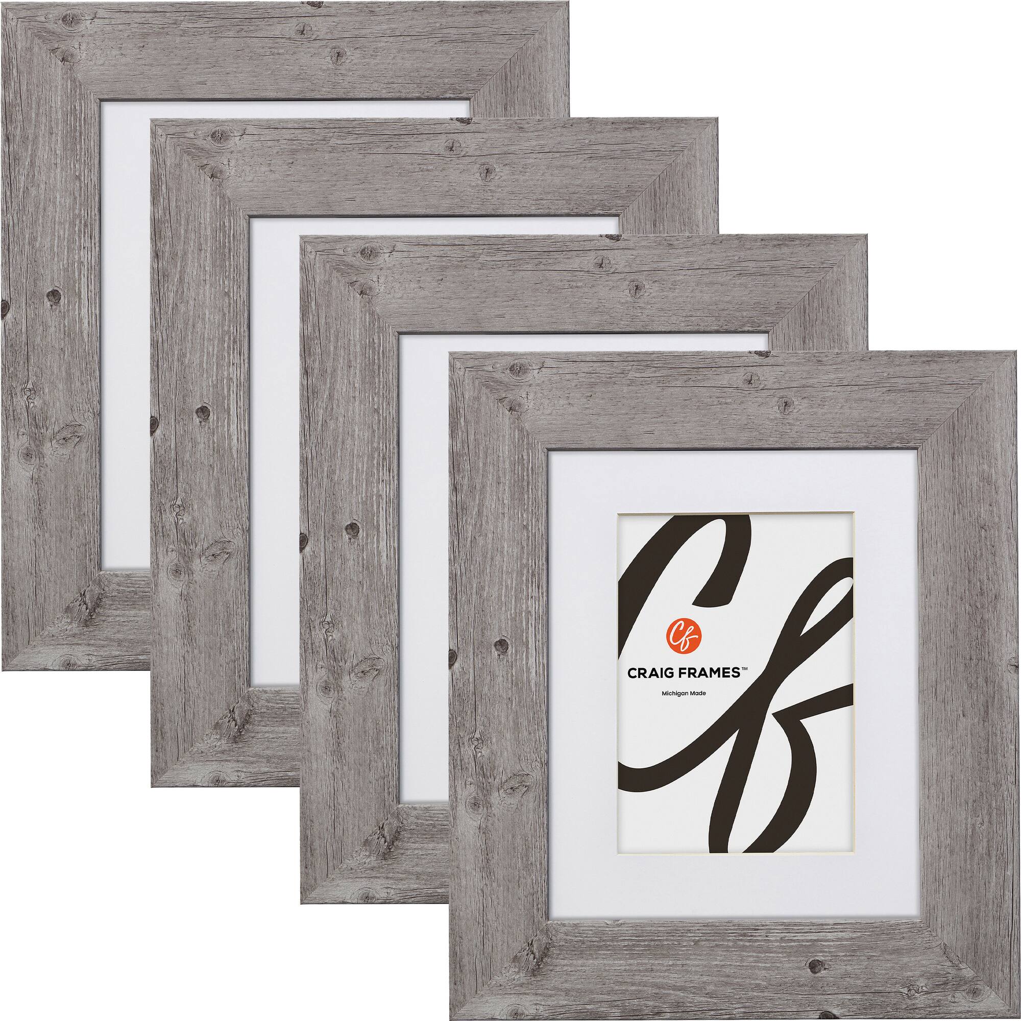 4 Pack Craig Frames American Barn Light Gray Picture Frame with Mat
